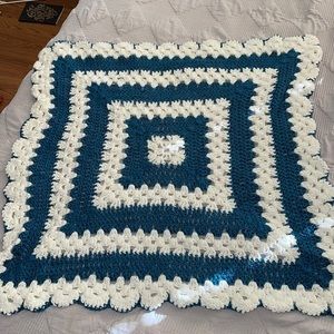 28inch by 28 inch granny square knit lap blanket